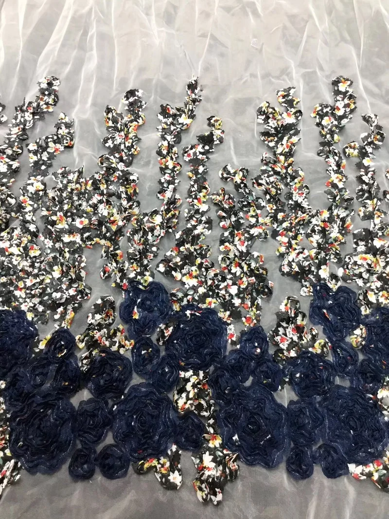 

NEW High Quality 2019 Tulle Beaded French Nigerian Lace Fabrics Pearls Embroidered Guipure African 3d Lace Fabric DYSTH1