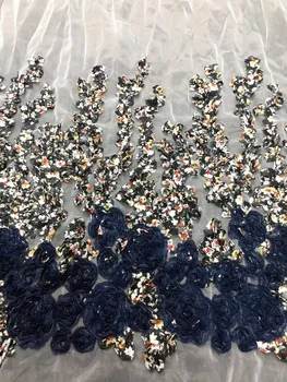 

NEW High Quality 2019 Tulle Beaded French Nigerian Lace Fabrics Pearls Embroidered Guipure African 3d Lace Fabric DYSTH1