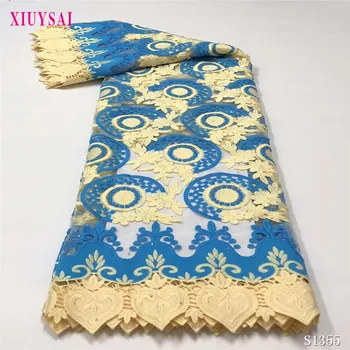 

XIUYSAI Blue Guipure Cord Lace High Quality Nigerian African Cord Lace Fabric Punch Water Soluble For Party Material SL1355