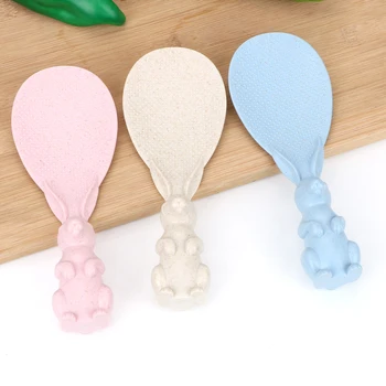 

NICEYARD Wheat Straw Vertical Spoon Non-stick Rice Kitchen Tool Cooking Rice Shovel Cute Cartoon Rice Spoon Rabbit Type