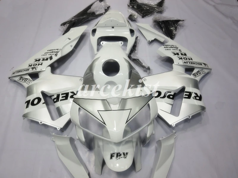 

4Gifts Injection Mold New ABS Motorcycle Full Fairings kit Fit for CBR600RR F5 2005 2006 05 06 Body set silver repsol