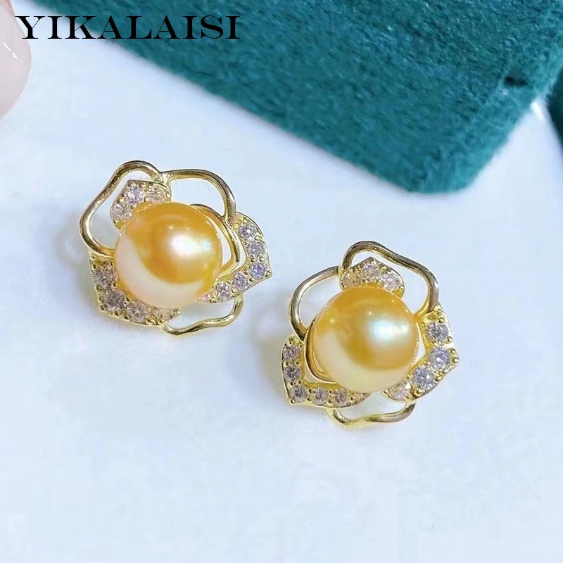 

YIKALAISI 925 Sterling Silver Earrings Jewelry For Women 7-8mm Oblate Natural Freshwater Pearl Earrings New Wholesales