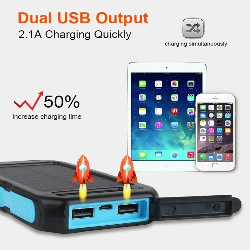 80000mAh Hot Solar Power Bank Waterproof External Battery Portable Outdoor Travel Mobile Phone Charger for Xiaomi Samsung iPhone