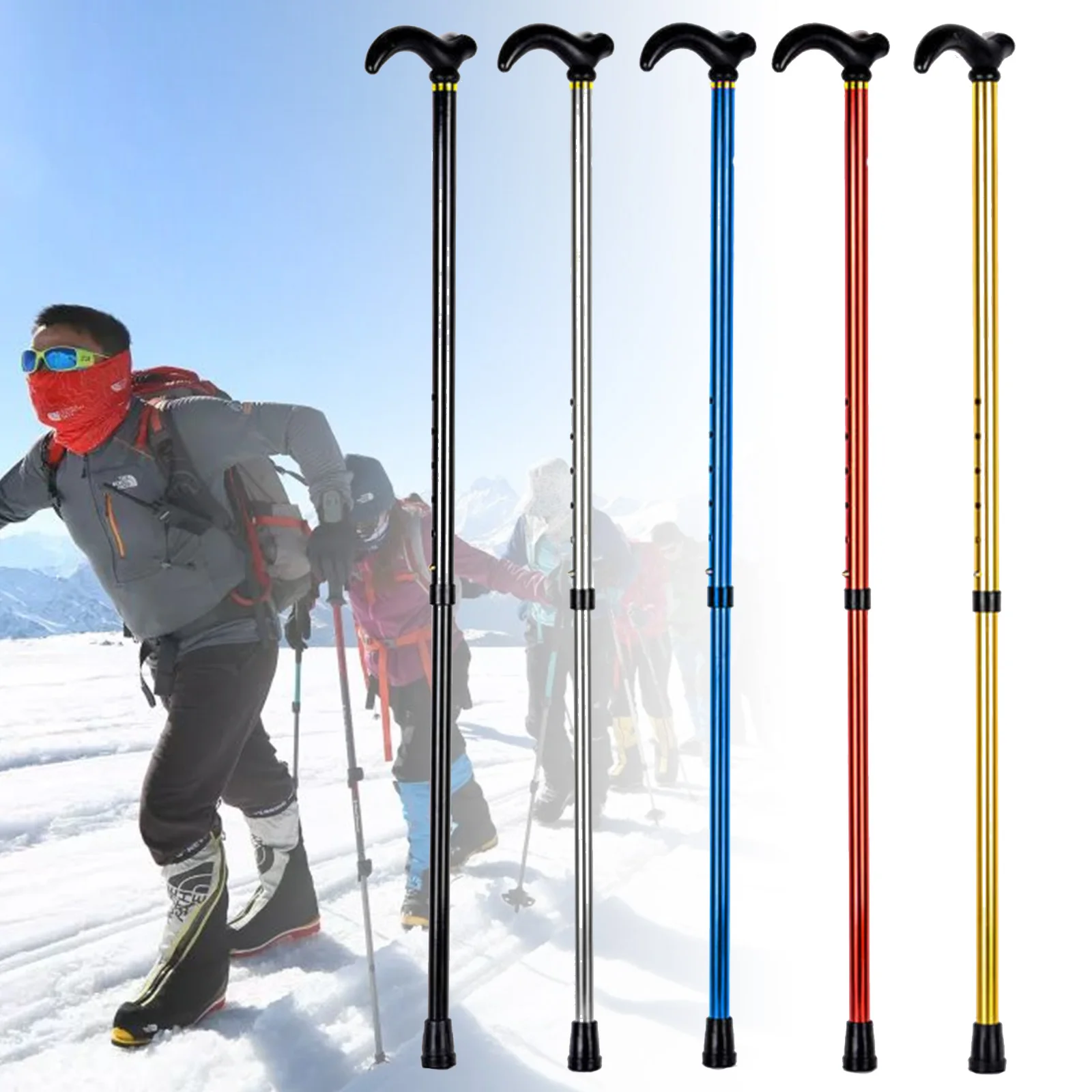 Adjustable Trekking Stick Walking Hiking Mountain Climbing Alpenstock Telescopic Aluminum Alloy |
