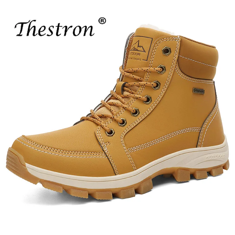 

Men's Autumn and Winter Men's Casual Shoes Comfortable Outdoor Boots Non-slip Boots Work Boots Men's Black Yellow High Shoes