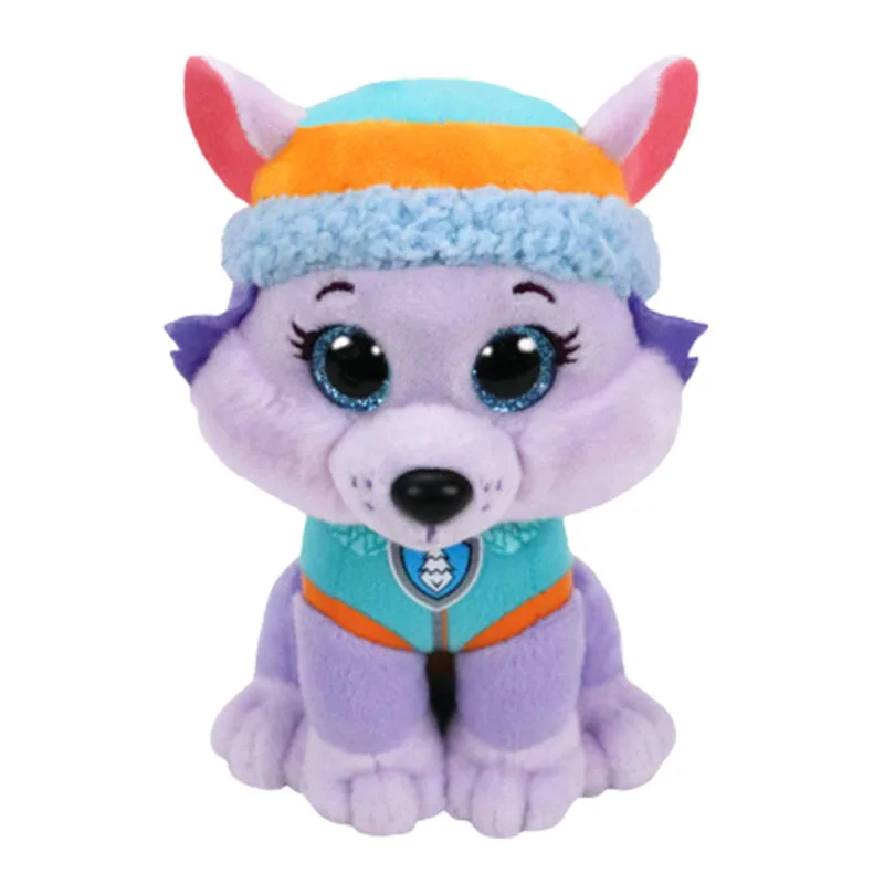 TY-Animaux en peluche doux aux grands yeux, bonnet, chien, Skye, Marshall, Zuma, poupées, cadeau d'anniversaire pour enfants, PAW PATROL, 15cm