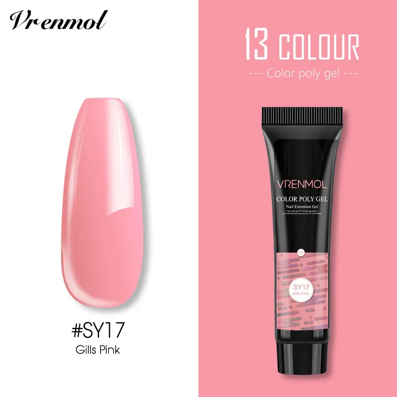 15ml SY17 Vrenmol цветной полигель для наращивания ногтей, ремонт ногтей, блеск, полигель, Кристальный бриллиант, желе, твердый для маникюра, строительный гель - Цвет: 15ml SY17