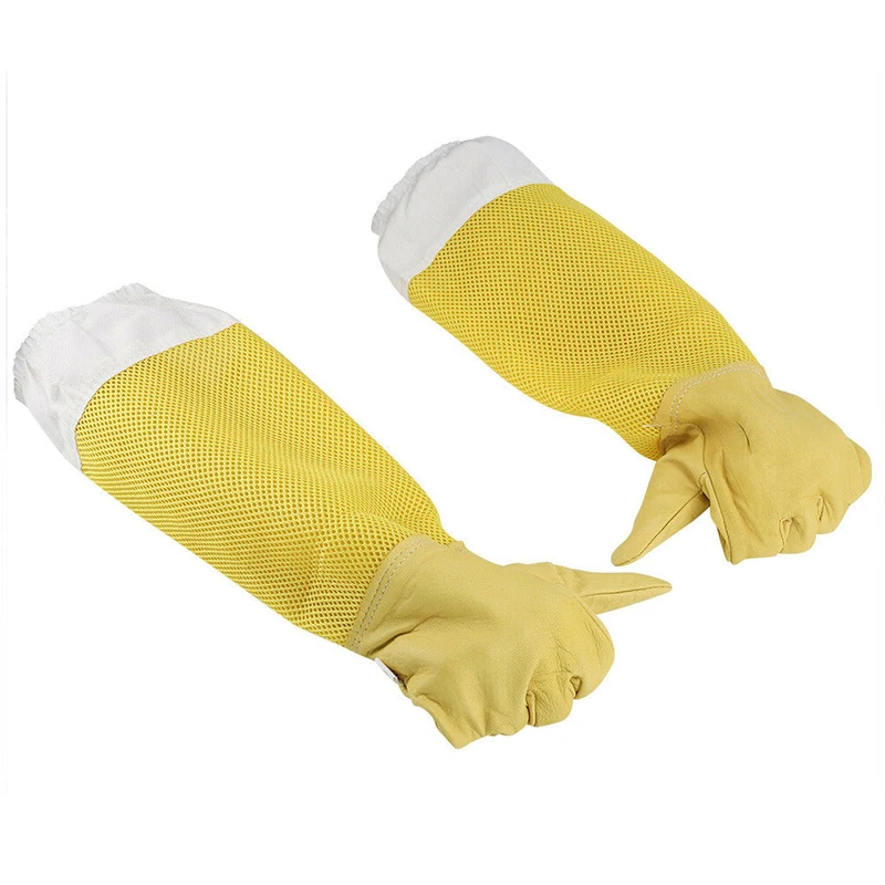 

Protection Beekeeping Gloves XL Replacement Long Yellow 130g Mesh Fabric Sleeve PU Leather