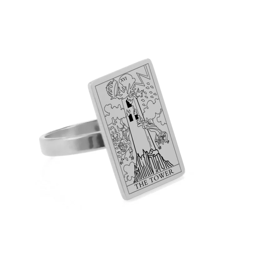 Dawapara Gold-Tone Tarot Card Stainless Steel Vintage Ring for Women - Major Arcana Inspired Jewelry