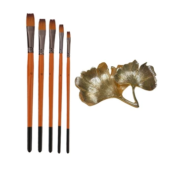 

10Pcs Orange Red Nylon Hair Wooden Handle Watercolor Paint Brush Pen Set for Learning Oil Acrylic Painting Art Paint Brushes, 5P