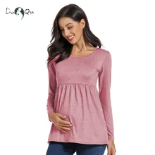 Женский топ с круглым вырезом и длинными рукавами для беременных, классические рубашки для беременных, повседневная одежда для беременных, свободная одежда для беременных