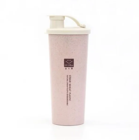 H686 Pink 450ml Домашний 450 мл стакан для воды с соломинкой Cola кофейные чашки Пшеничная солома пластиковая бутылка для здорового напитка Многофункциональная крышка H177 - Цвет: H686 Pink 450ml