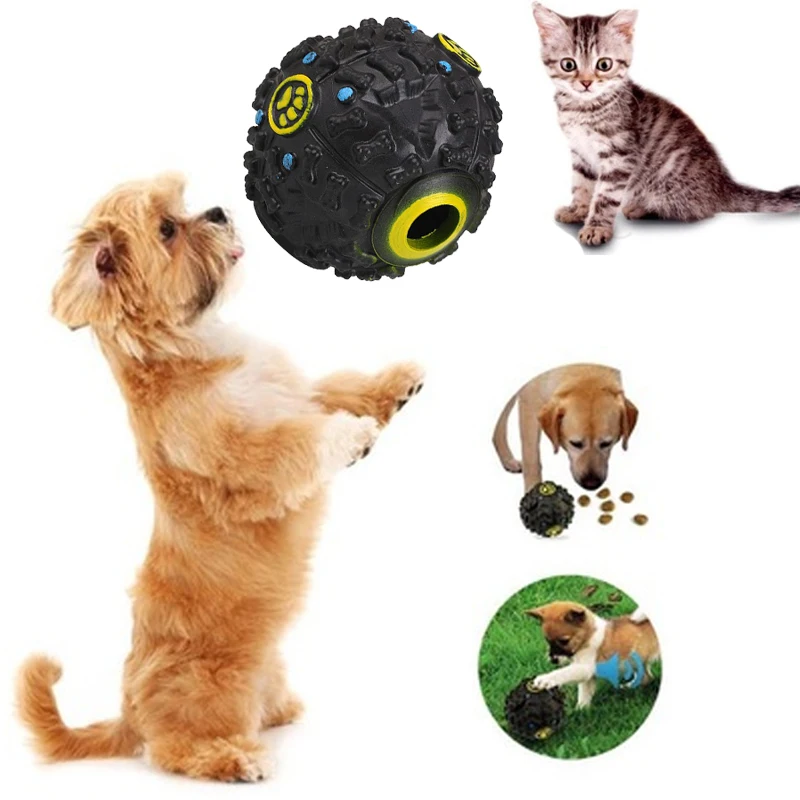 Pet принадлежности для тренировки животных встряхнуть звук эластичность пластиковые шарики эластичный мяч игрушки Жевательная игрушка кошка продукт щенок скрипучий
