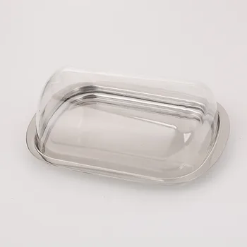 

Realand NEW Stainless Steel Butter Dish Box Container Cheese Server Storage Keeper Tray with Transparent Easy Lid