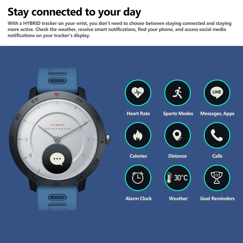 Гибридные Смарт-часы Zeblaze с монитором сердечного ритма и артериального давления, Смарт-часы с отслеживанием сна, смарт-уведомления
