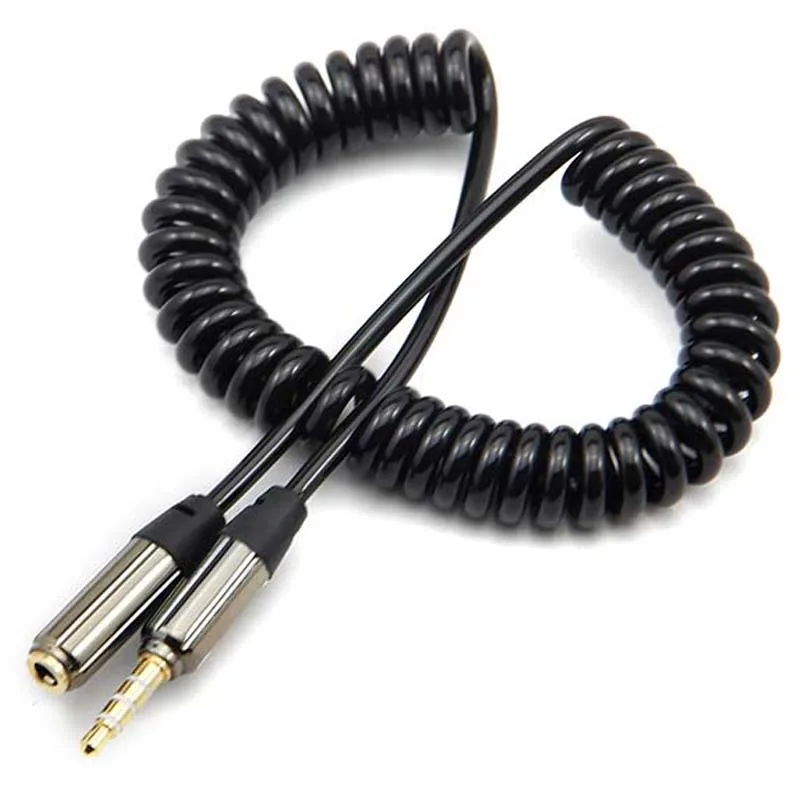 New 3.5mm Stereo Male To Female Spring Av Power Cable Vedio Contraction