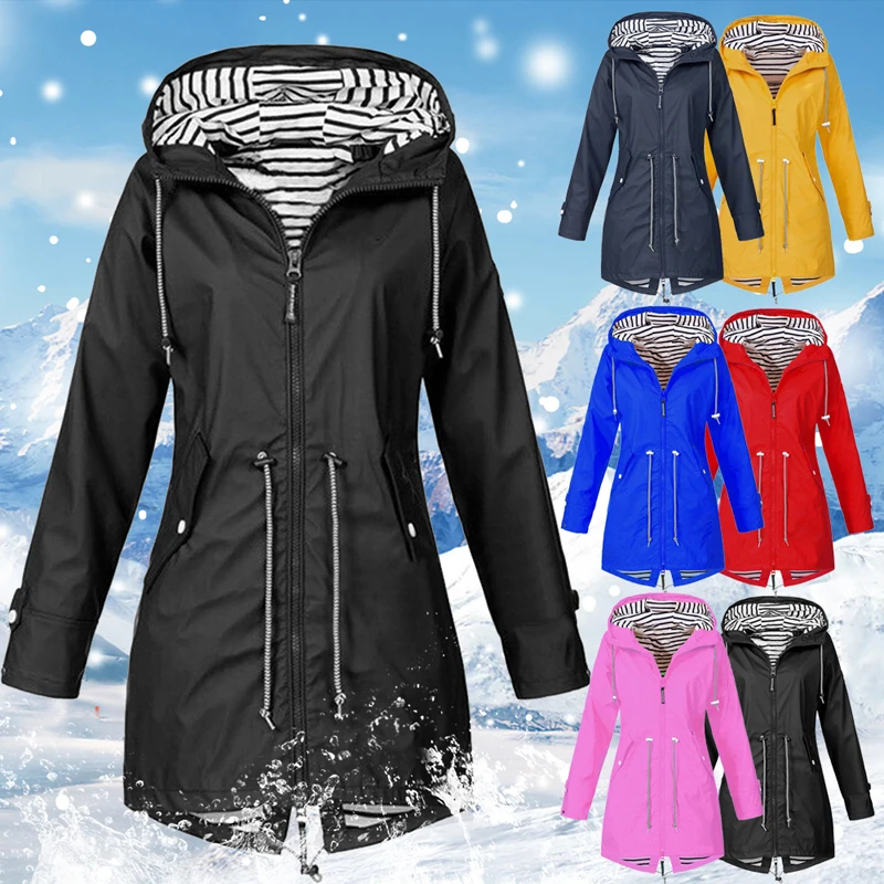 Heflashor, женский плащ, переходная куртка, закат, длинный, осень, зима, плащ, походная куртка, для улицы, кемпинга, ветрозащитная куртка