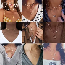 17 км винтажное многослойное ожерелье с подвеской для женщин богемное жемчужное ожерелье с монеткой и звездой дьявол глаз женский подарок ювелирное изделие