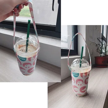 

Portable Cup Bag Carrier Pure Cotton Cloth Cup Cover For Milk Tea Juice Lovely Odorless Small Gift Handbag Bottle Covers Holders