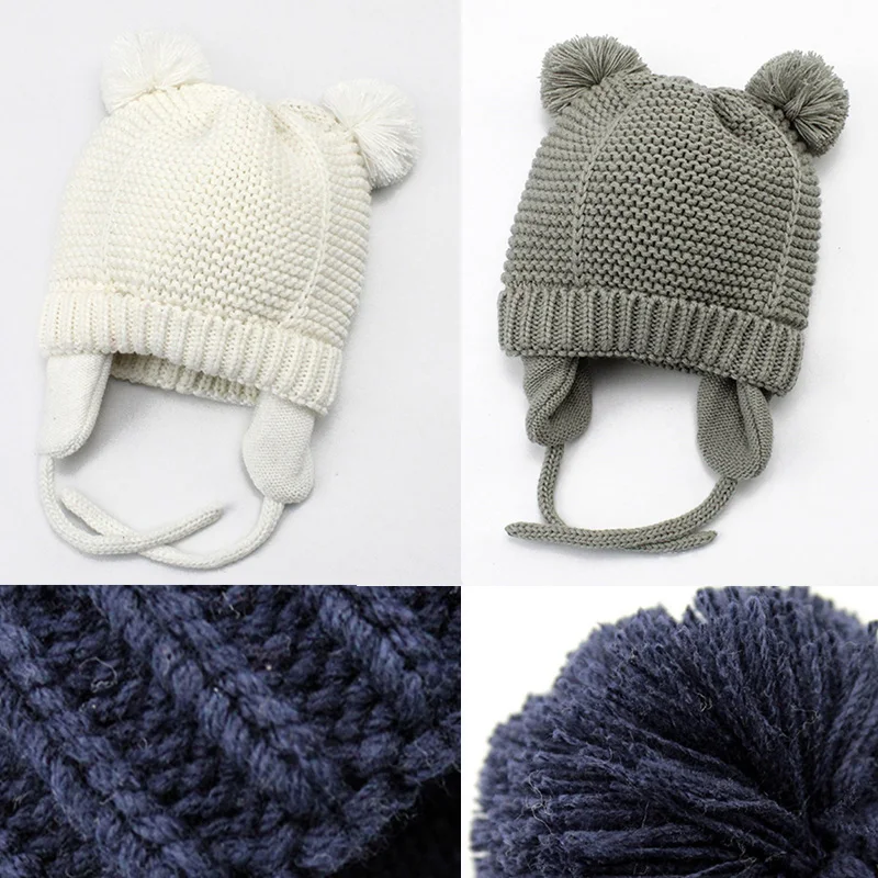 Boys Girls Hats 1PC Comfortable Kids Winter Hats Adjustable Free Size Soft Warm 4 Colors