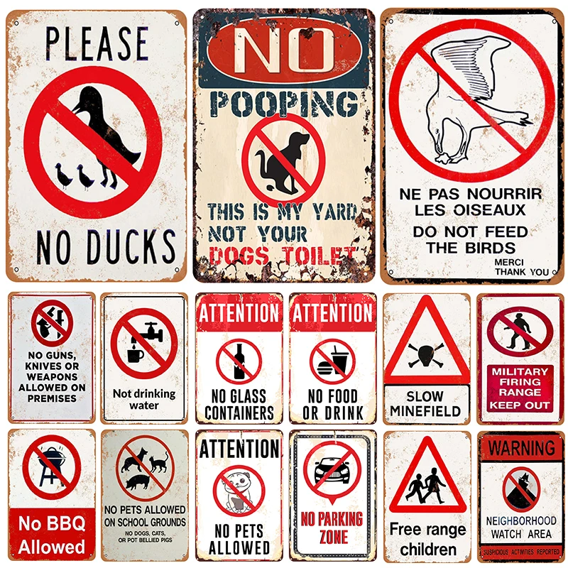 

No Allow Plaque Metal Vintage Tin Sign Pin Up Shabby Chic Decor Metal Signs Vintage Bar Decoration Metal Poster Pub Metal Plate