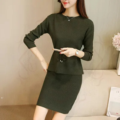 

Autumn And Winter Fashion Set Dress 2019 New Style WOMEN'S Dress Korean-style Knitted Elegant Dress Fashion