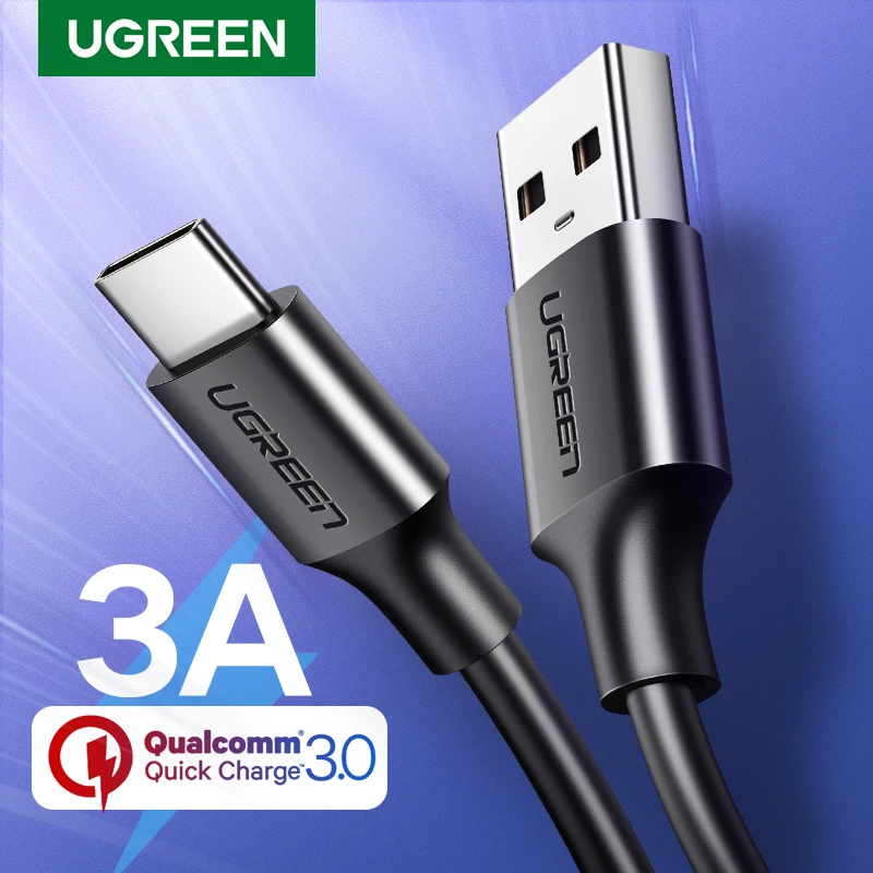 Ugreen USB Type C Charger Cable for Redmi note 8 Samsung Quick Charge 3.0 USB C Fast Charging Cable USB Type-C Wire For Huawei