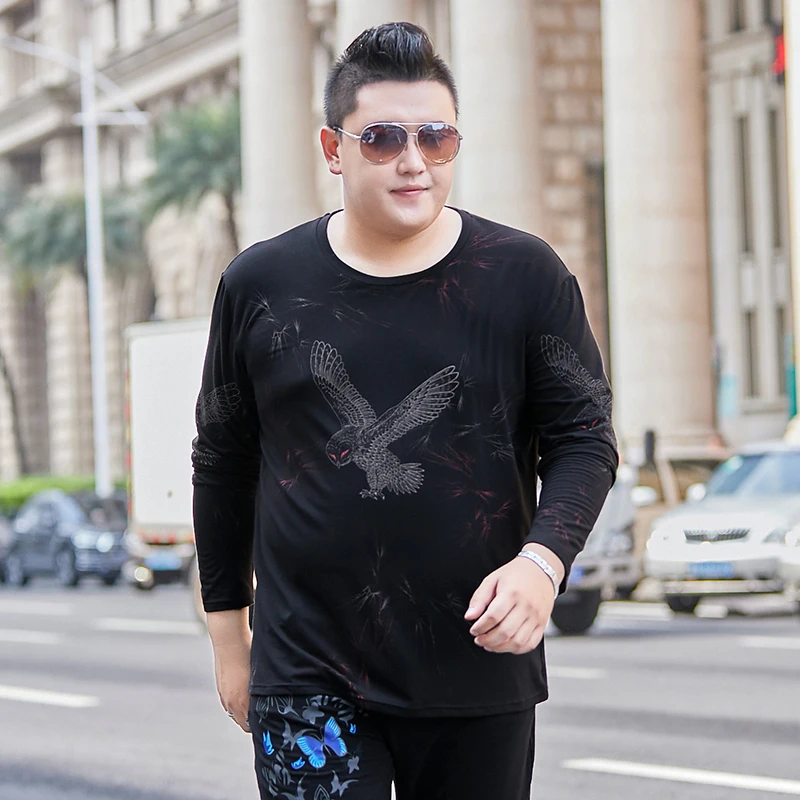 Новинка 8XL 7XL 6XL 5XL футболка с длинными рукавами Мужская футболка с животным принтом Мужская Повседневная модная футболка большого размера брендовая одежда