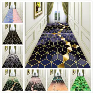 Nordic Metal style 3D Printing Long Carpets Hallway Decor Carpet Home Corridor Area Rugs Custom Hotel Stairs Aisle Antiskid Mats
