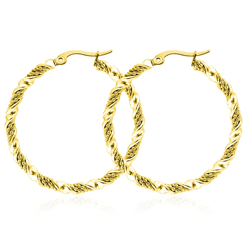 Innopes, золотые, серебряные круглые серьги-кольца для женщин, большие круглые серьги-петли, скрученные серьги геометрической формы, металлические ювелирные изделия - Окраска металла: 020121 Gold