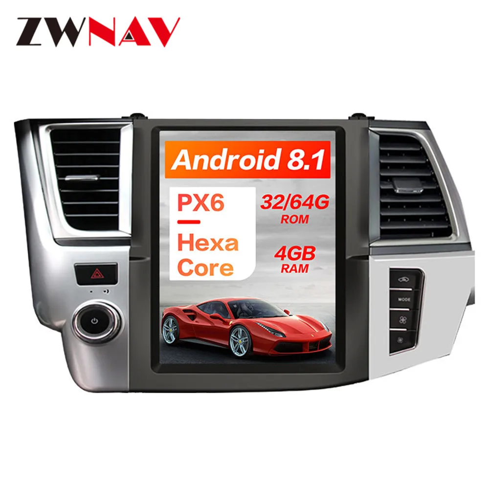 Android 8,1 4 Гб ram Tesla стиль Автомобильный gps навигация для Toyota Highlander- радио магнитола стерео Мультимедийный Плеер