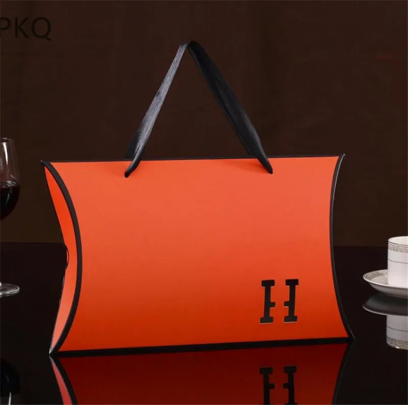 10pcs Large Size Pillow Style Paper Box Flower Hollow Gift Packaging Box For Scarf Wedding Gift Cardboard Box