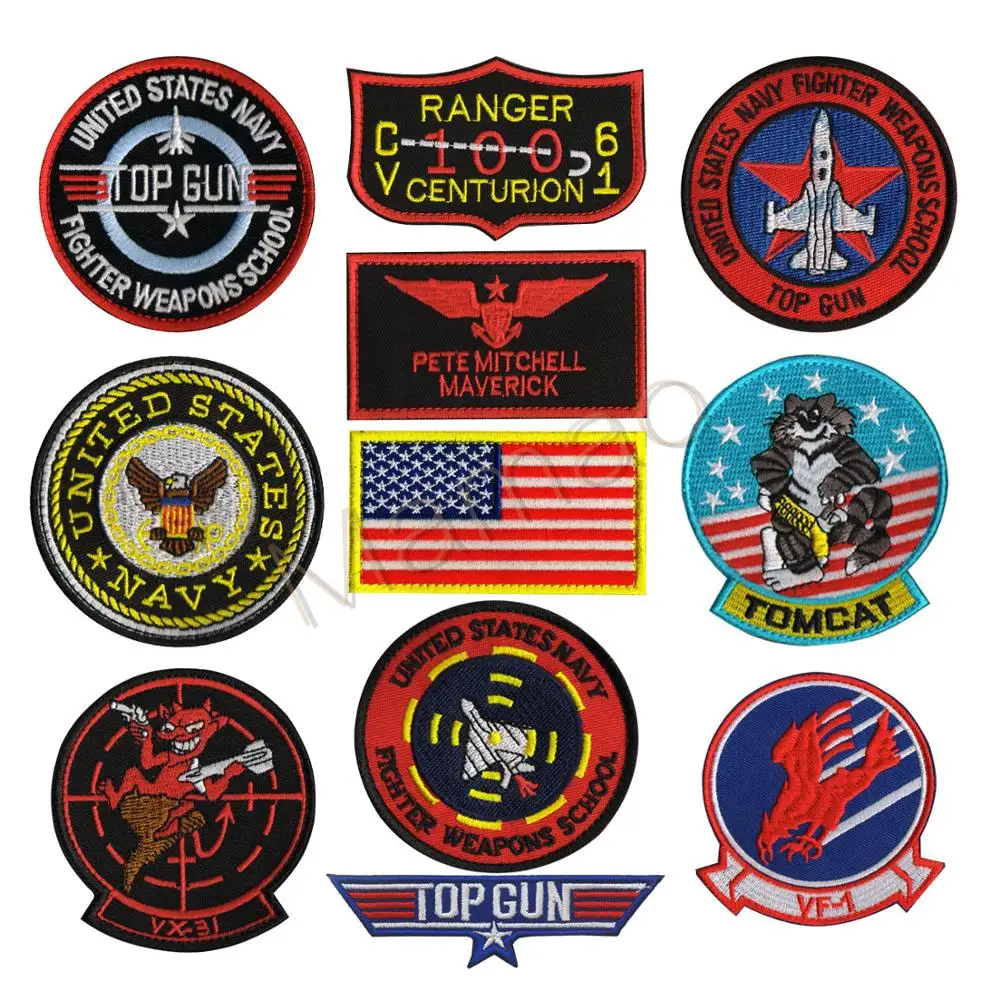 

3D Embroidery Aviation Pilot Eagle Aircraft VF-1/TOP GUN 2 Army Arms Morale Chapter Patch Patch Badge Clothes Jacket Icon