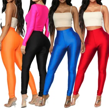 

Female Sports Pants New Solid Color Elastic High Waisted Trousers Women Slim Fitness Spring Summer Long Pants Skinny Trousers