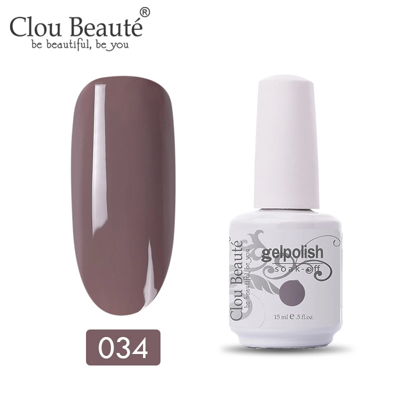 Гель-лак Clou Beaute Vernis, УФ-краска, сделай сам, лак для ногтей, гибридный, 15 мл, розовый, красный, фиолетовый цвета, УФ-яркий и блестящий Гель-лак - Цвет: 11034