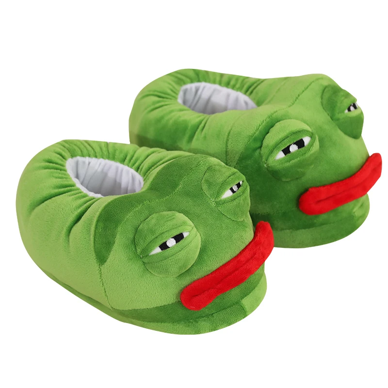 

Cute Magic Expression Pepe The Frog Indoor Warm Winter Shoes Sad Frog Plush 4chan Meme Animal Toysfor Kids Girls Christmas Gifts