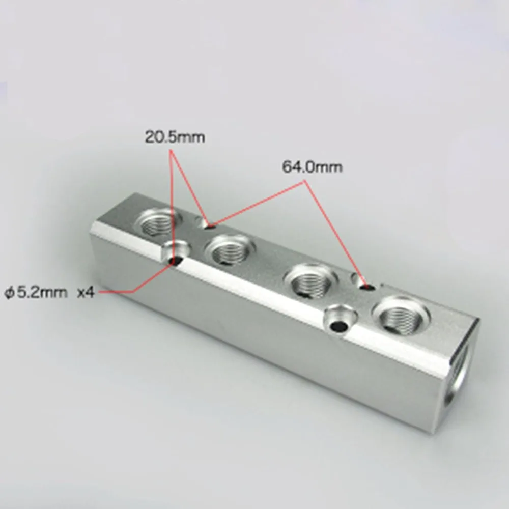G1/2 "в G1/4" из 2 Way 30x32mm Пневматический алюминий коллектор блок Splitter