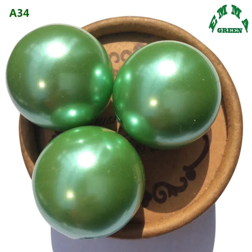 Beads for Jewelry Making Pearl Beads A34 6mm to 30mm Green abs Pearls Bead Acrylic Beads Round Chunky Bead Loose Beads