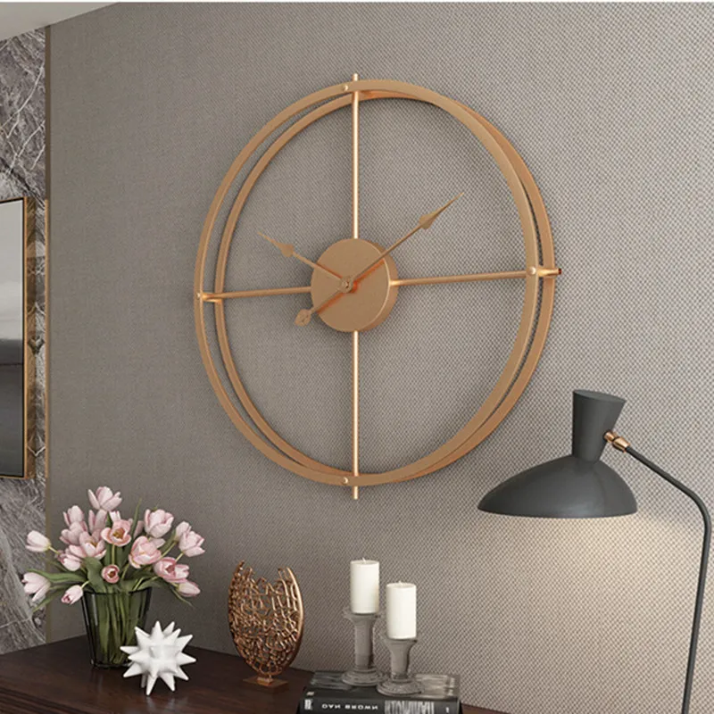 Retro Large Wall Clock Double-walled Square Tube Iron silent Home Watch Simple Design Living Room office Art Wall decor clock 