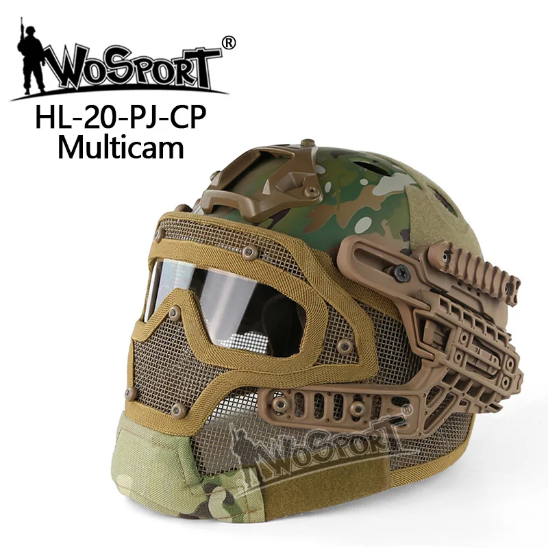 Полностью покрытый военный тактический шлем Amry страйкбол шлем маска очки Военная Охота Пейнтбол шлем для съемки защита головы - Цвет: multicam