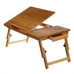 Table en bambou réglable pour ordinateur portable, bureau d'ordinateur Simple pour lit, canapé pliant, dortoir d'étude, bureau d'ordinateur portable, étagère sur le lit 