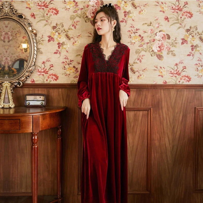 Red velvet night dress Clearance