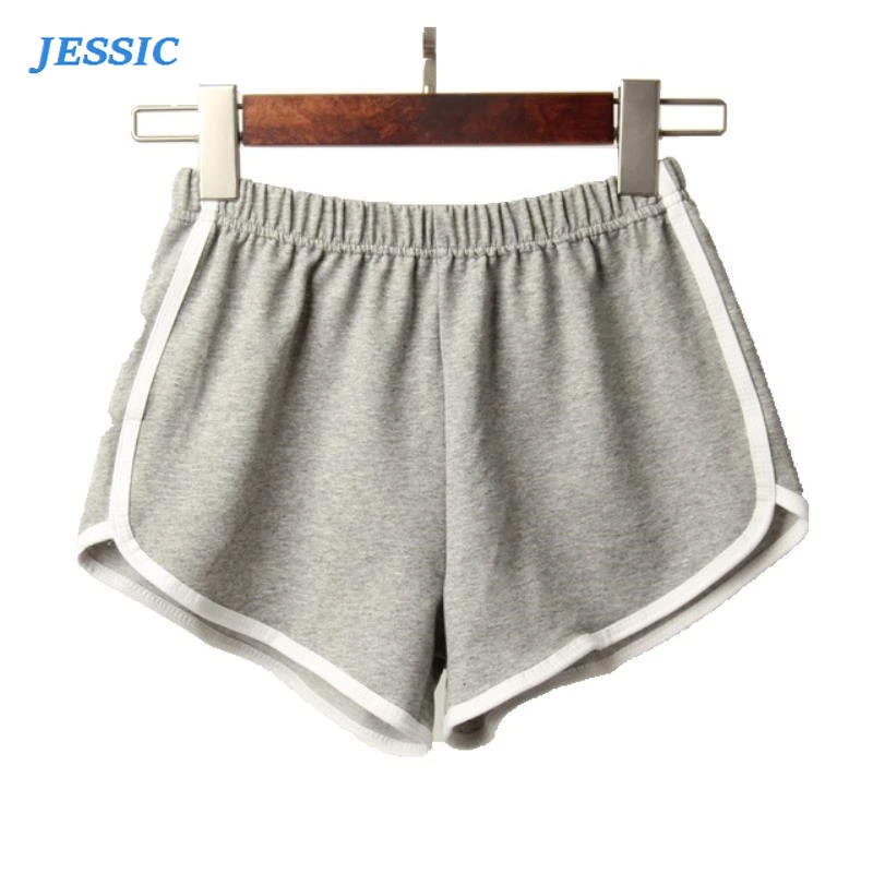 

JESSIC Sports Shorts Women Summer New Candy Color Anti Emptied Skinny Shorts Casual Lady Elastic Waist Beach Short Pants