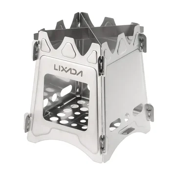 

Camping Wood Stove Portable Stainless Steel Outdoor Folding Wood Stove Burning for Backpacking Survival Cooking Picnic Hunting