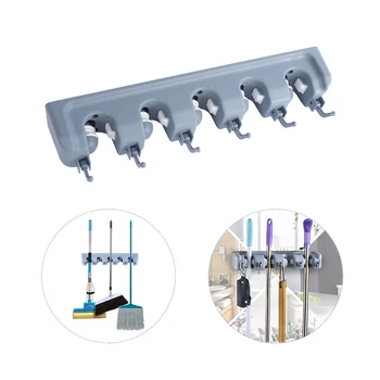 

Kitchen Wall Mounted Mop Holder 5/4/3 Pieces Set Position Kitchen Storage Rack Brush Broom Organizer Hanger Tool