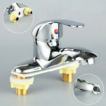 

Household Hot And Cold Water Faucet Bathroom Double Couplet Basin Sink Faucet Waterfall Countertop Chrome Mixer Tap Home Device