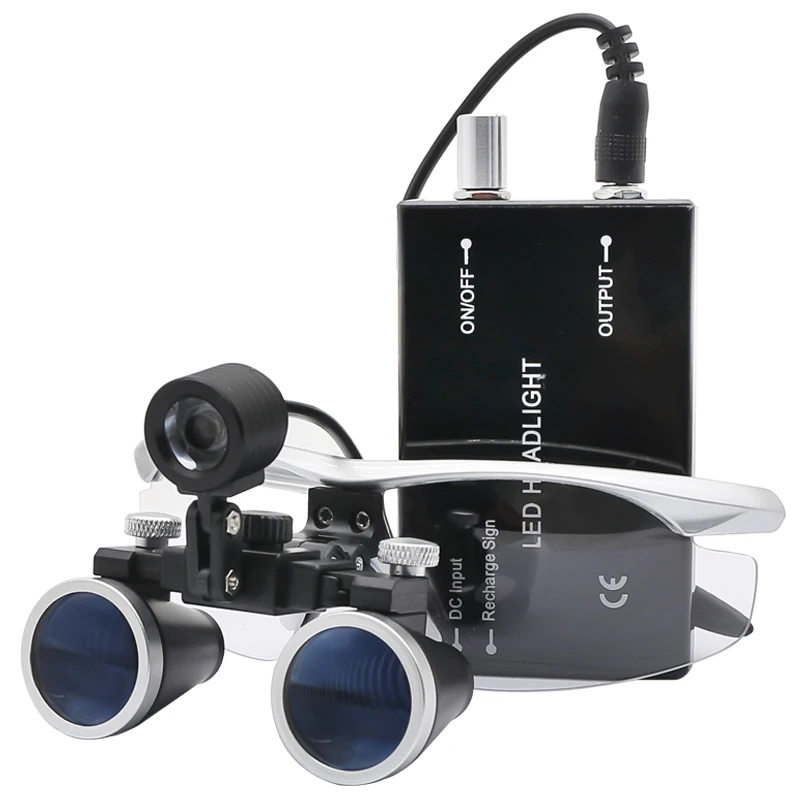 2.5X/3.5X Magnification Binocular Dental Loupe Surgery Surgical Magnifier with Headlight LED Light Operation Loupe Lamp digital depth micrometer