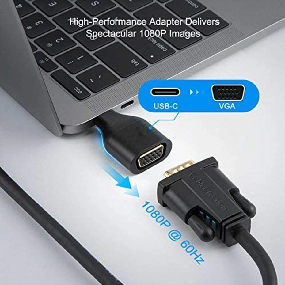 Adaptador USB C a VGA, MOKiN USB C (tipo C) a VGA Cable adaptador para  MacBook Pro 2018/2017, iPad Pro/MacBook Air 2018, Samsung Galaxy S9/S8,  Surface