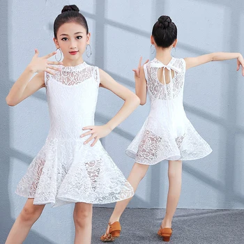 

Lace Latin Dance Dress Girls Tango Rumba Salsa Performance Competition Clothing Kids Samba Cha Cha Ballroom Practice Wear DC4926
