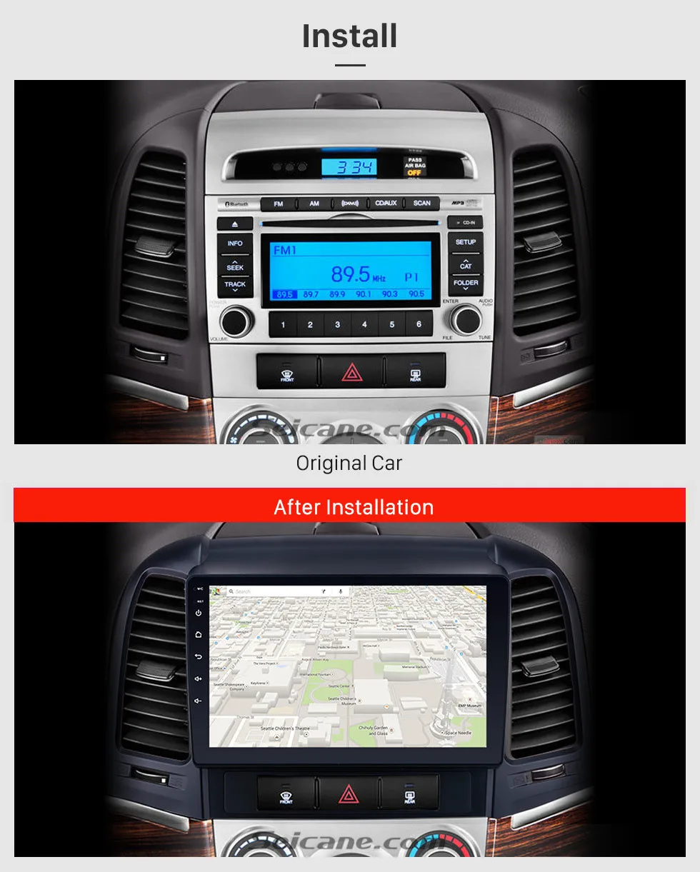 Perfect Seicane Android 9.0 9 inch Car Radio Multimedia Player GPS Head Unit For HYUNDAI SANTA FE 2005 2006 2007 2008 2009-2012 2